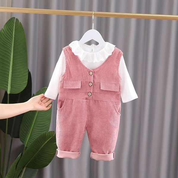 

western style wear girl's suit season baby belt pants children's two-piece suit 0 1-3 years old children's wear