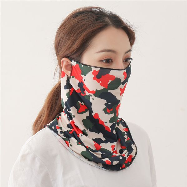 

women camouflage designer face mask chiffon cycling ear-loop mouth mask for summer dust-proof pm2.5 riding face masks randomly ship fy6136
