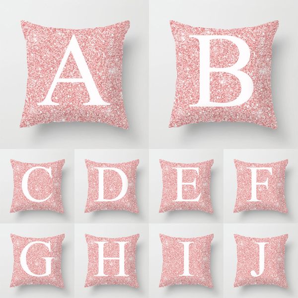 

pillow case pink metal letter peach skin velvet pillow cover cushion cover