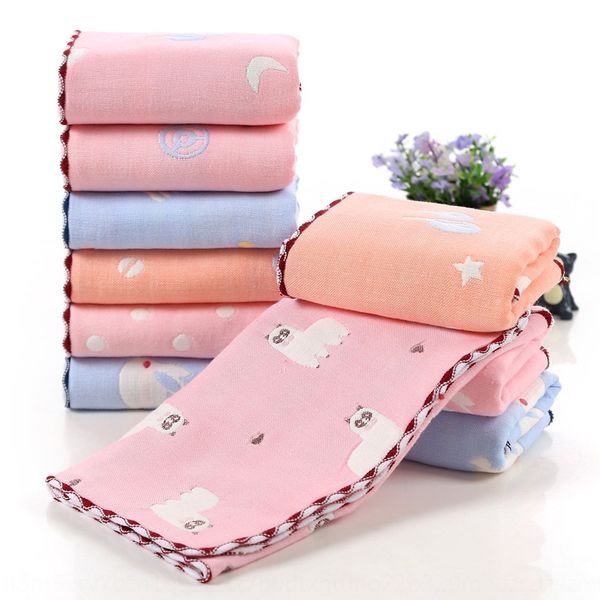 

tianli fabric children's six-layer gauze towel absorbent children's cartoon baby face washing small towel rectangular