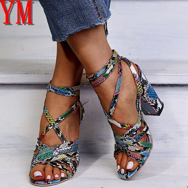 

sandals fashion ladies mujer sandalias women's pumps snakeskin snake high heels cross office & career shoes women 35-43, Black