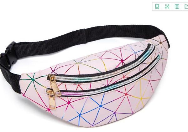 

Women's Personality Laser Colorful Sports Multi-layer Waist Bag 2020 Newset Diamond Lattice Cross-body Chest Bag