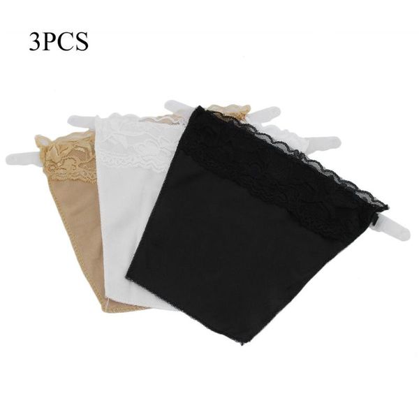 

3 pcs / set seamless lace bra quick easy clip on neck vest cleavage control panels lace set 3 colors packed bra, White;black