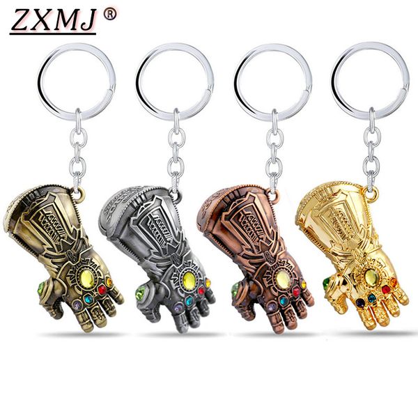 

zxmj marvel avenger 4 thanos glove keychain keyring key chain for man fans gift chaveiro keychains jewelry, Silver