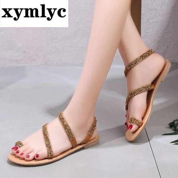 

new women's flat sandals fashion casual shoes women buckle beach ladies thong shoe female summer flip flop 2020, Black