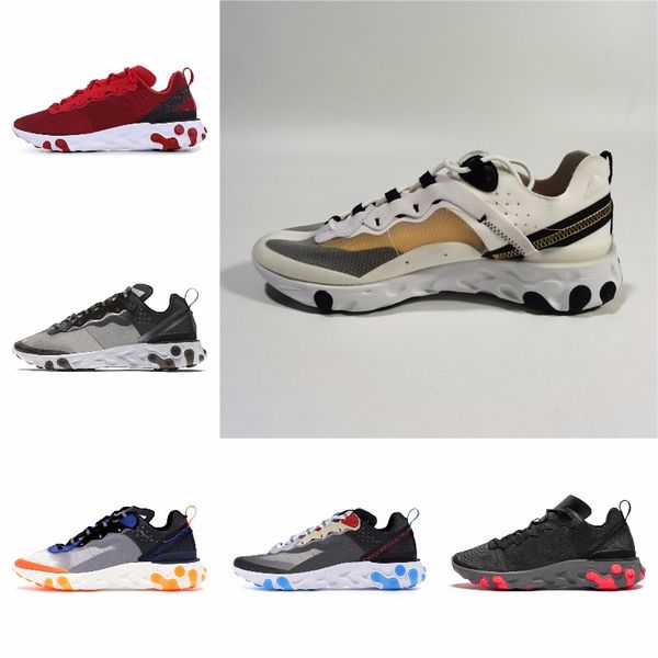

new ashion react element running shoes fo men women light bone triple black royal solar team red mens trainers sports sneaker runner s#07262