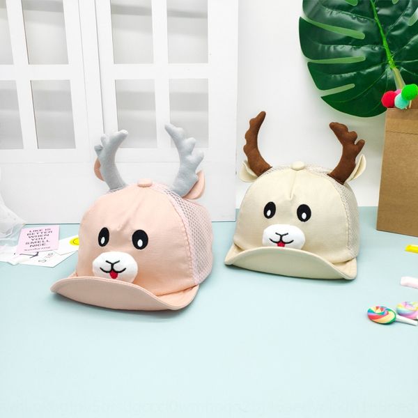 

2020 new children's mesh baseball sun hat sun hat baseball baby baby soft cornice deer cartoon cap sunshade cap, Blue;gray