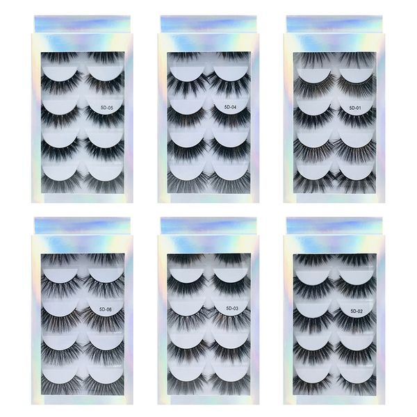 

5 pairs of false mink false eyelashes 3d natural thick volume for beauty makeup extension false eyelashes strip lashes laser box packaging