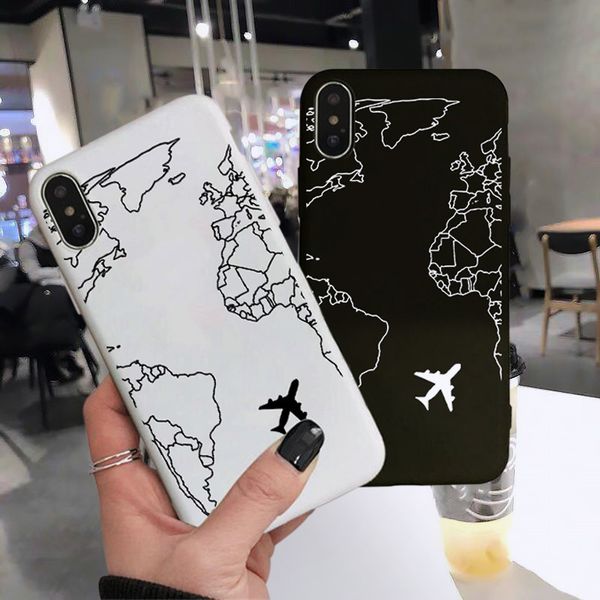 

luxury popular planes map designs phone case for iphone se 11 pro xr x xs max 8 7 plus soft protection couple black cover