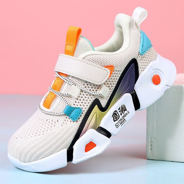 

ad2e4 male and female sports children's sports shoes 2020 single mesh breathable student single shoes small medium and large children&#, Black