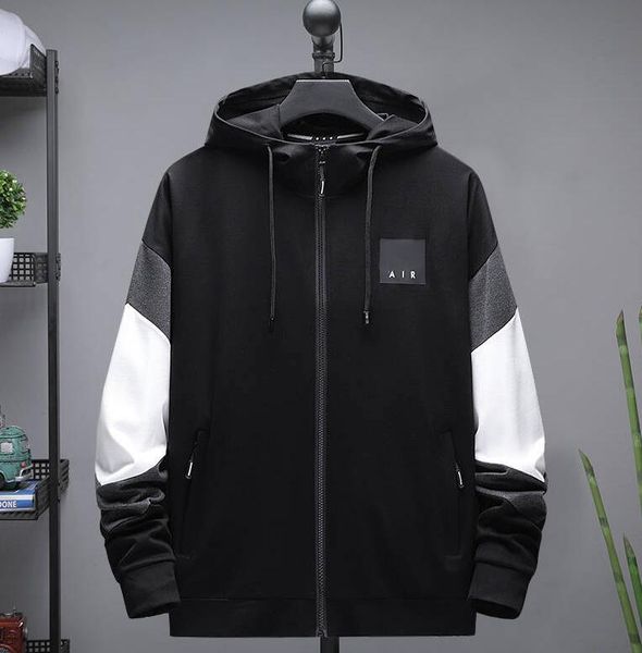 

2020 active sports jackets for men letters printing hooded sweatshirts homme casual mens jacket coat zipper hooded 2 colors, Black;brown