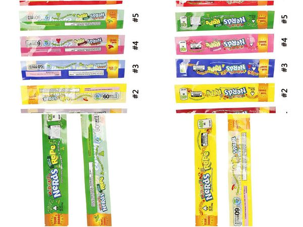 

2020 400mg empty medicated nerds rope package rainbow pink red yellow three edge sealing bags nerdsrope gummy bags from cbdbox 006 bwmdr