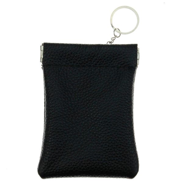 

cowhide genuine leather coin purse women men small key key ring wallet money change bag business credit card holder pouch, Red;black