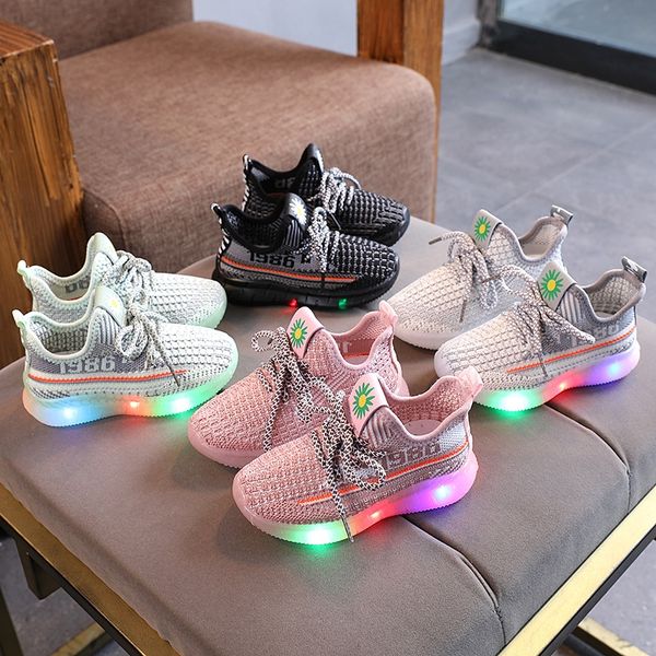 

mxnki 2020 осень led освещение дышащего girlsrunning кроссовок детские shoesboyssoft дна светящегося спортивной обувь кокосового детского шо, Black