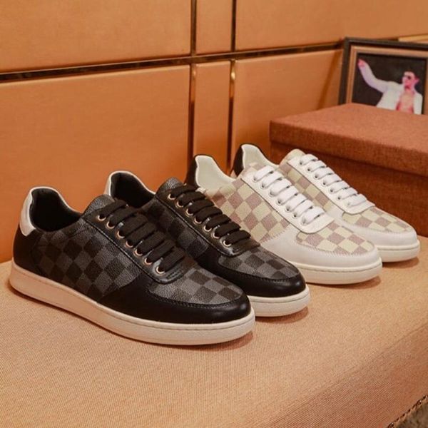 

2020sss luxury design mens fashion leather rubber bottom sneakers all-match breathable men's casual shoes mens banquet shoes size: 38-4, Black