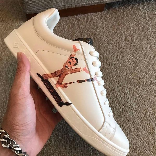 

2021-2020a new limited edition luxury design leather printed rubber sole sneakers fashion wild mens casual shoes mens banquet shoes size :38, Black