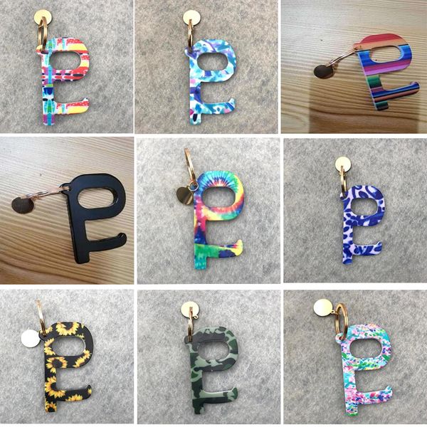 

13colors portable keychain no-touch elevator button tools contactless edc door opener key tool sunflower leopard keychain party favor