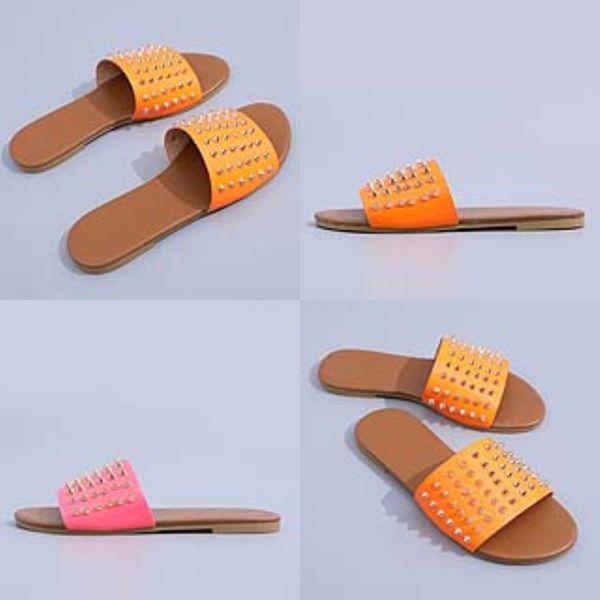 

men women slippers wit box dener ladies beac slipper espadrilles rivet stud slippers non-slip leater mens casual spikes c13#826, Black