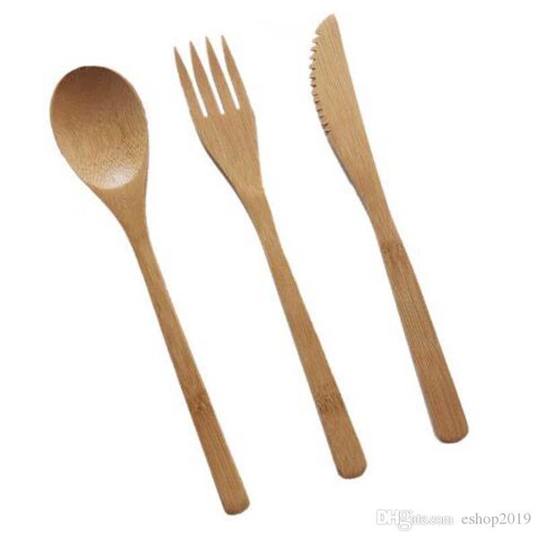 

new bamboo cutlery set natural spoon fork knife dinnerware japanese style jam
