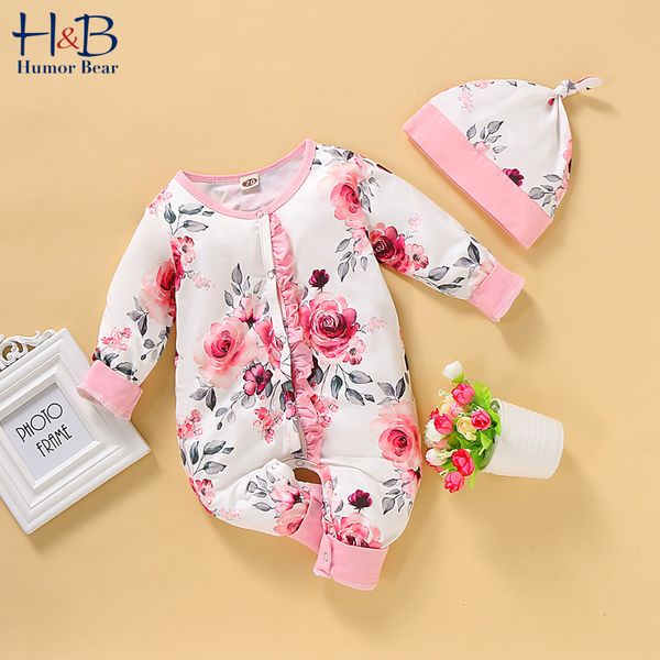 

humor bear baby romper winter autumn fashion baby girl floral bodysuit jumpsuit infant rose flower long sleeve warm clothing, Blue