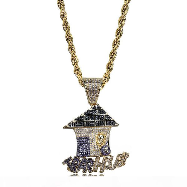 

mens necklace hip hop jewelry with zircon iced out chains christmas gift high grade house pendant necklace stainless steel jewelry wholesale, Silver
