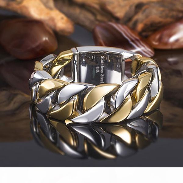 

23mm width mens cool clasp fashion gold plated cuban curb chain 316l stainless steel bracelet gifts titanium biker bangle jewelry, Black