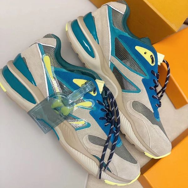 

2020 men trail sneaker monogram canvas calf leather men's sneakers lace-up ebene trainers 15 colors outdoor shoes eu45, Black