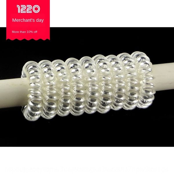 

3qmjs korean children's hair accessories headdress telephone line white rubber transparent phone line hair band small rubber band supe, Slivery;white