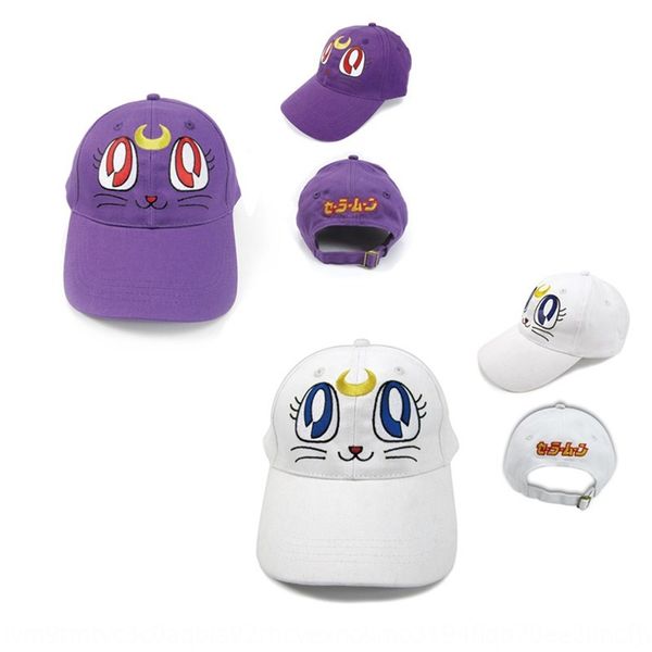 

korean embroidery beautiful girl warrior crescent white purple cat luna baseball baseball cap cap sun sun hat duck tongue hat, Blue;gray