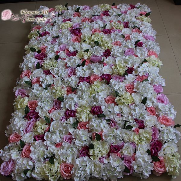 flor toda parede da flor artificial sobre o golfo para decoração de casamento pano de fundo rosa e hortênsias EMS envio de 10 unidades / lote