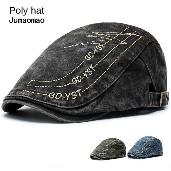 

2019 season new beret qida korean denim forward cap beret sun sun hat men's sunshade hat, Blue;gray