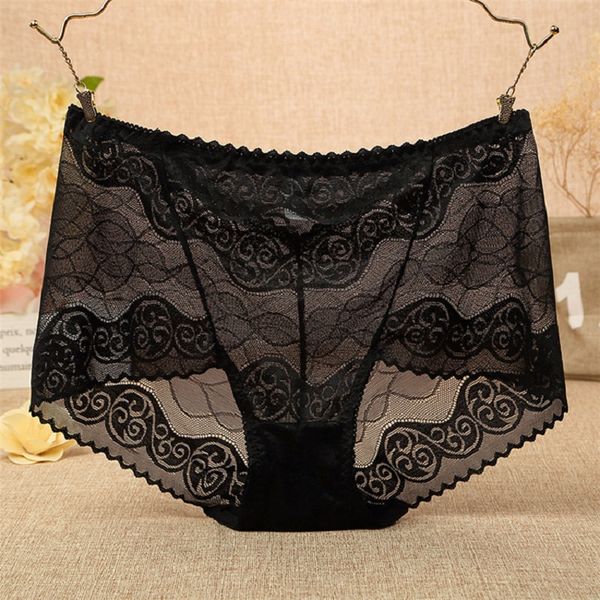

new fashion lace underwear women panties stripes hollow-out perspective briefs large size women lingerie modis tanga lady, Black;pink