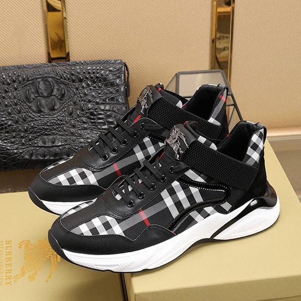 

mens shoes luxury sneakers comfortable outdoor walking fashion shoes lace -up plus size vintage men shoes with origin box, Black