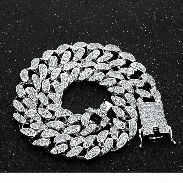 

20mm 16-24inch iced out heavy miami cuban link chain necklace hip hop gold silver color fashion jewelry