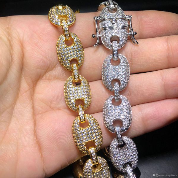 

iced out cz пыхтел mariner link колье бусы ожерелье цепи золото серебро многоцветный цирконий 16/18 / 20 / 24inch, Silver