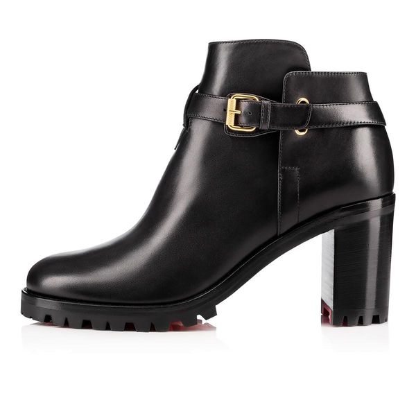 

fashion women red bottom black leather communa ankle for women flat party dress winter luxury designer shoes cs02