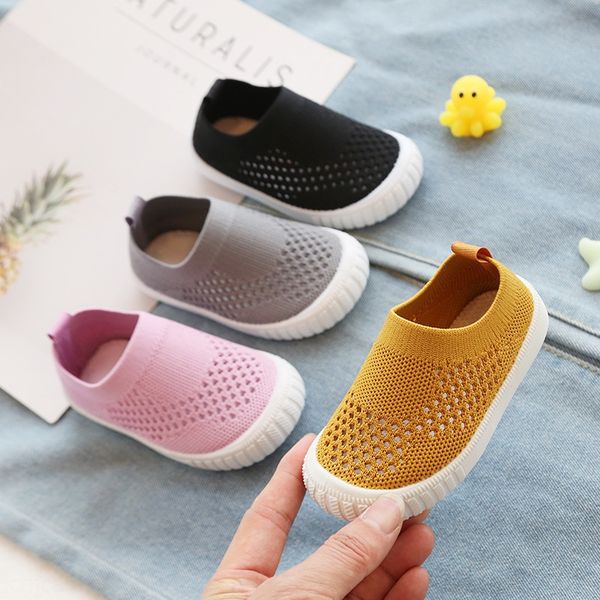 

autumn breathable mesh flying weaving girl children's sports sports mesh boy's shoes children's baby's single shoes, Black