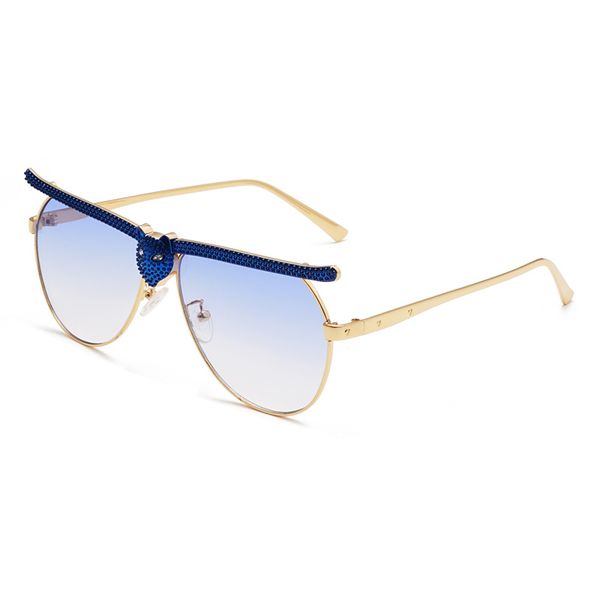 

new men's diamond-studded sunglasses metal fashion trendy sunglasses cat eye women sunglasses 7 colors ing, White;black