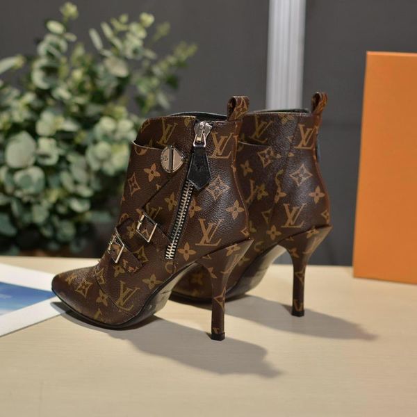 

new ladies casual boots fashion high heel women's boots business work high heel boots original box packaging fast delivery, Black