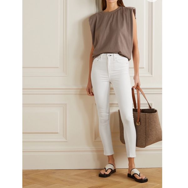 

women's jeans 7.27 white skinny elastic women ankle length design high waist cotton pencil pants female 2021, Blue