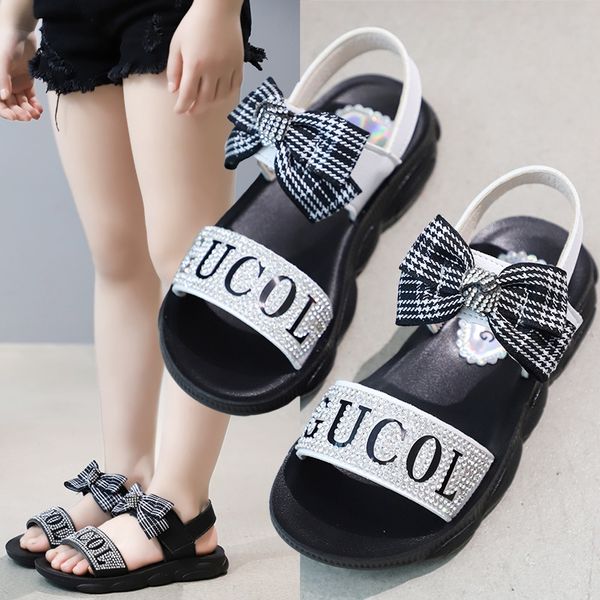 

маленькая девочка принцесса обувь web знаменитости мода мягкое дно и лук медведь детские сандалии женские сандалии девушки 2020 новые, Black;red