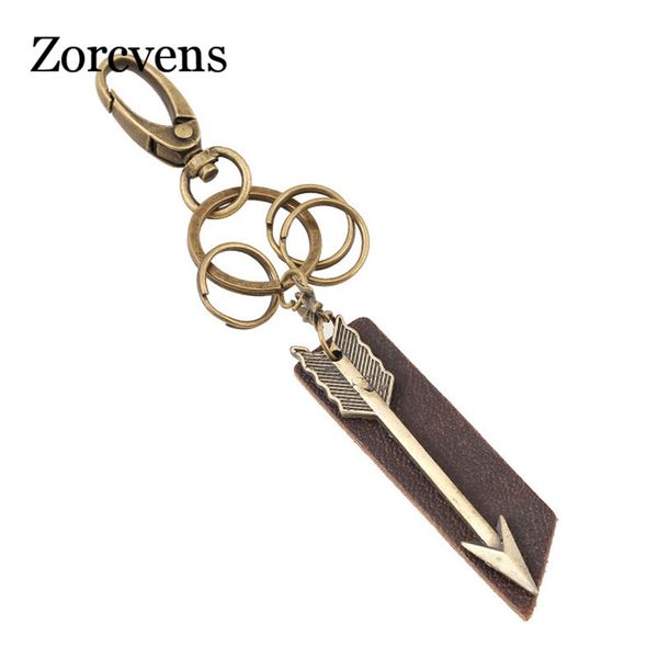 

zorcvens new fashion genuine leather arrow keychain vintage copper punk vintage key chain, Silver