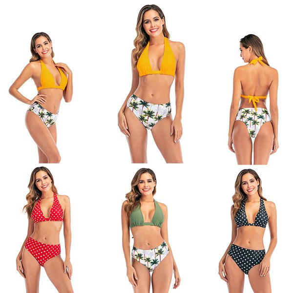 

плед push up бикини 2020 новое прибытие ремешки проложенный высокой талией купальник женский лук sexy biquini ретро купальник женщин, White;black