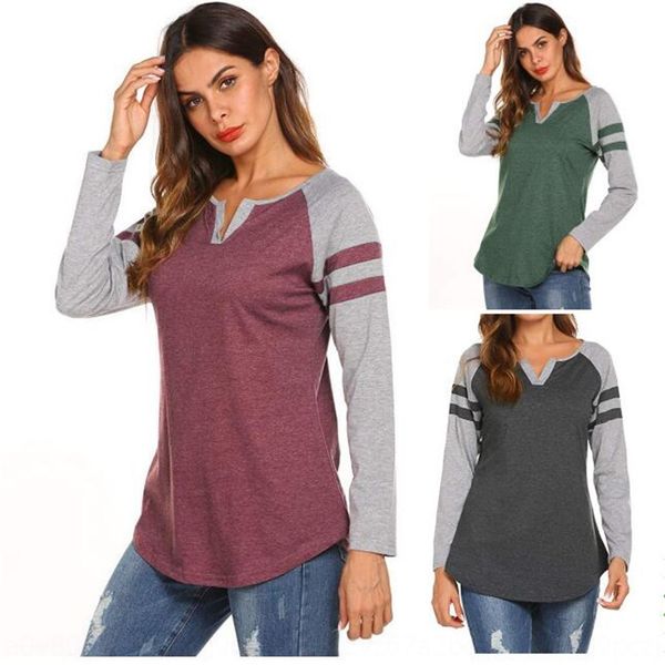 

autumn stitching v-neck contrast color raglan sleeve t- knitted bottoming shirt clothes t-shirt clothing women's clothing, White