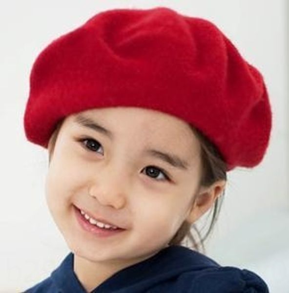 

korean imitation wool wool beret parent-child woolen girls' small hat dome beret children's hat, Blue;gray