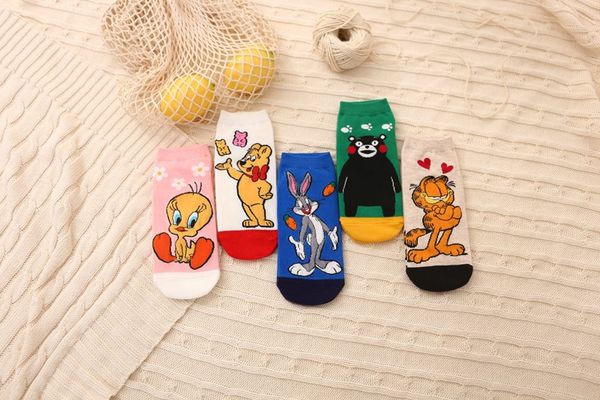 

summer new cartoon low-boat cute boat and sweet girl socks breathable and comfortable women's socks, Pink;yellow