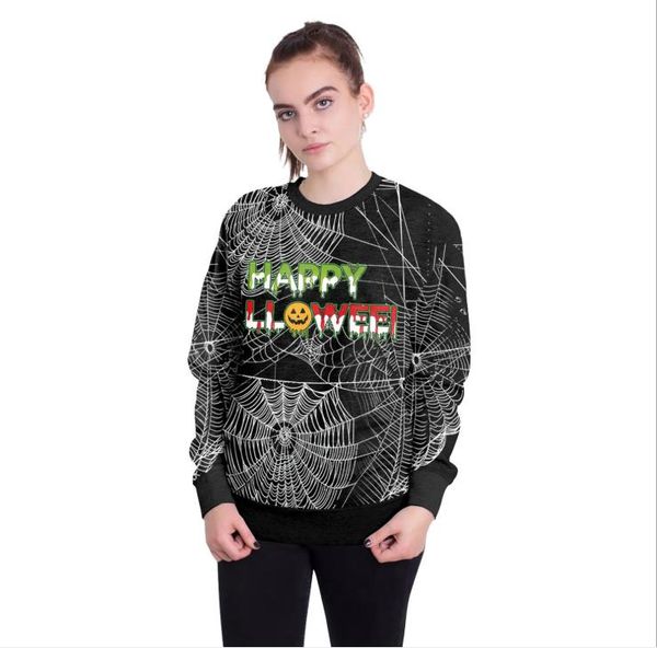 

womens halloween spider web hoodies woman autumn winter o-neck long sleeve sweatshirts women black letter clothes