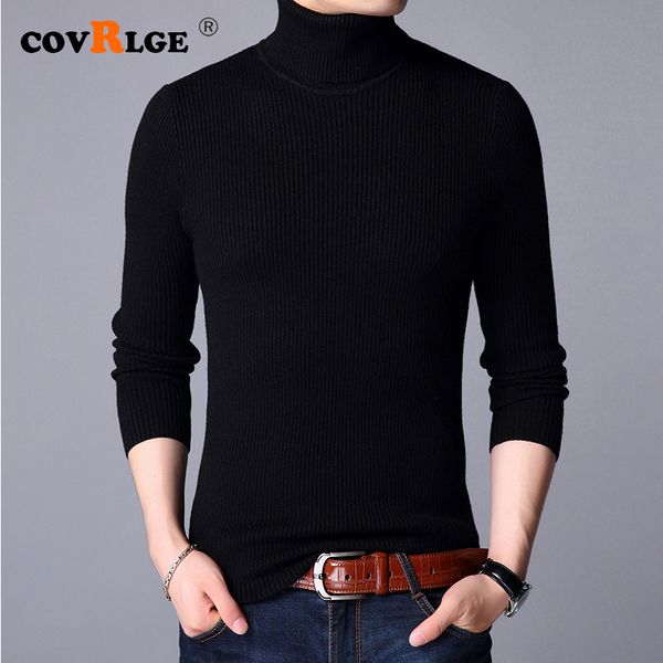 

covrlge men's sweater 2020 autumn winter men's turtleneck solid color casual sweater slim brand knitted pullovers mzm048, White;black