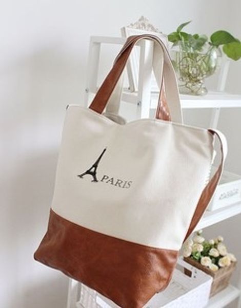 

canvas women's eiffel tower white ditch one-shoulder diagonal shoulder bag fashion fashion bag