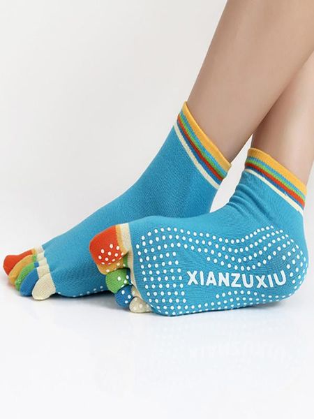 

1 pair women yoga socks quick-dry non-slip silicone gym pilates ballet socks fitness sport cotton breathable elasticity, Black